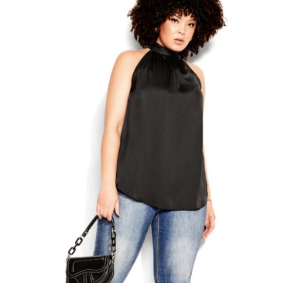 Torrid Super Soft Knit Black Halter Top High Neck Size 1 - Picture 6 of 9